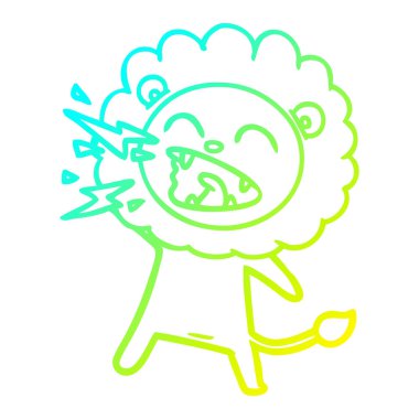 soğuk degrade çizgi çizim karikatür kükreyen aslan