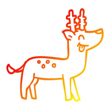 sıcak degrade çizgi çizim karikatür mutlu reindeer