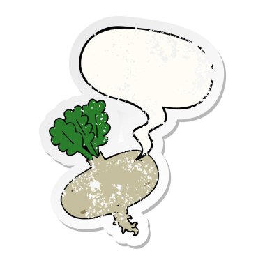 karikatür pancar ve konuşma balonu sıkıntılı etiket