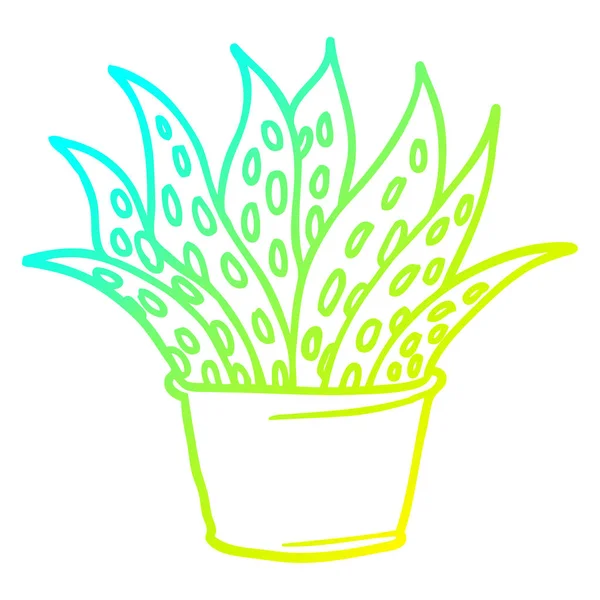 Kall gradient linje ritning Cartoon House Plant — Stock vektor