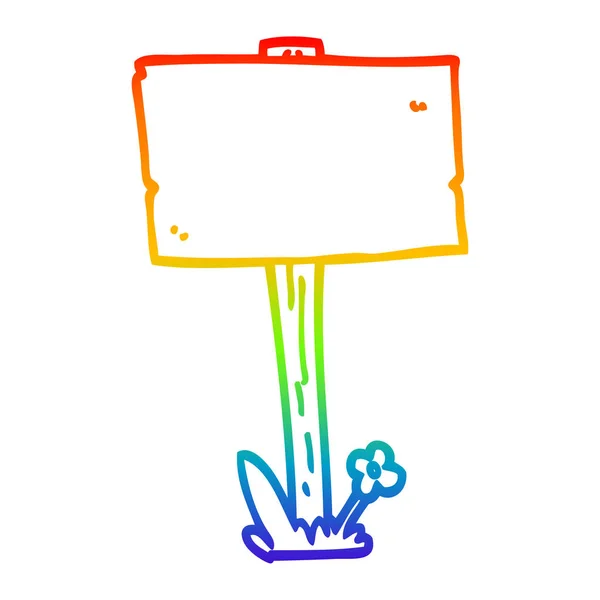 Regenboog gradiënt lijntekening cartoon teken post — Stockvector