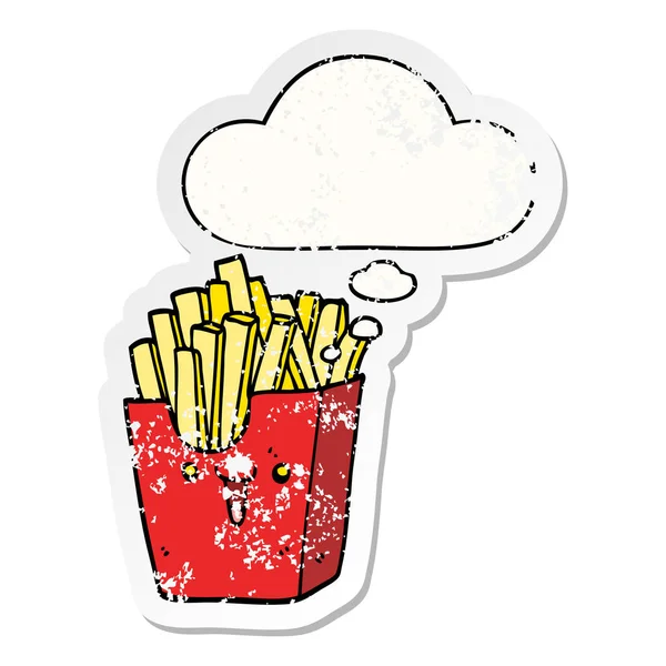 bir sıkıntılı wor olarak patates ve düşünce balonu sevimli karikatür kutusu