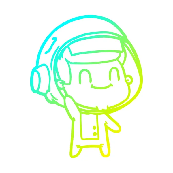 Linea gradiente freddo disegno felice uomo astronauta cartone animato — Vettoriale Stock