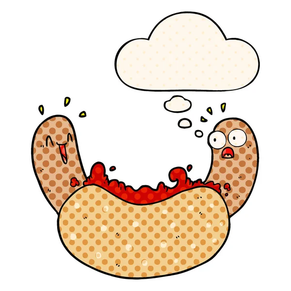 çizgi roman tarzında çizgi film hotdog ve düşünce balonu