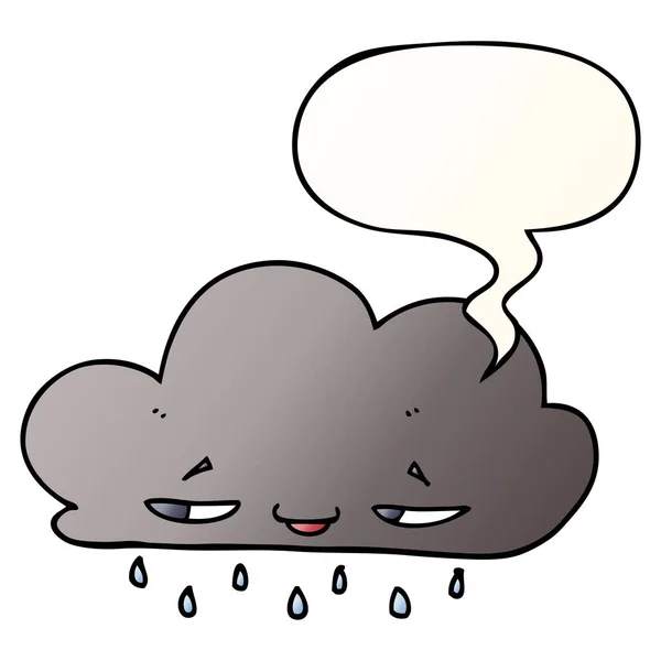 Nube de lluvia de dibujos animados y burbuja del habla en estilo gradiente suave — Vector de stock