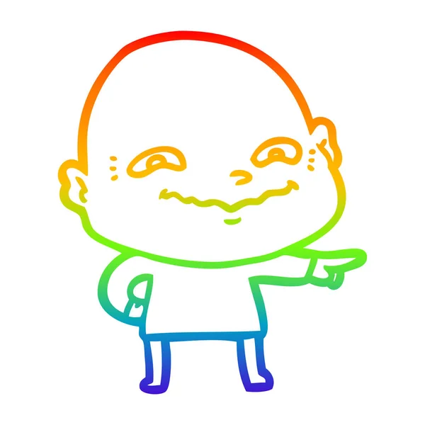 Regenboog gradiënt lijntekening cartoon griezelig kerel — Stockvector