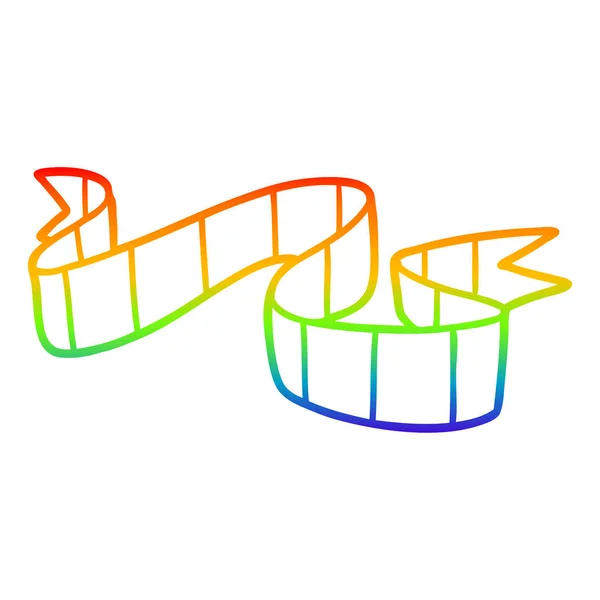 Regenboog gradiënt lijntekening cartoon decoratieve scroll — Stockvector