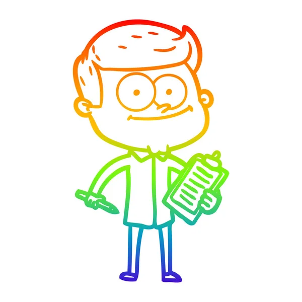 Arco-íris linha gradiente desenho desenhos animados vendedor feliz — Vetor de Stock