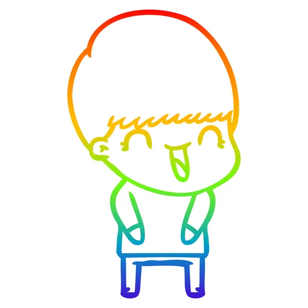 Rainbow gradient ligne dessin heureux dessin animé garçon — Image vectorielle