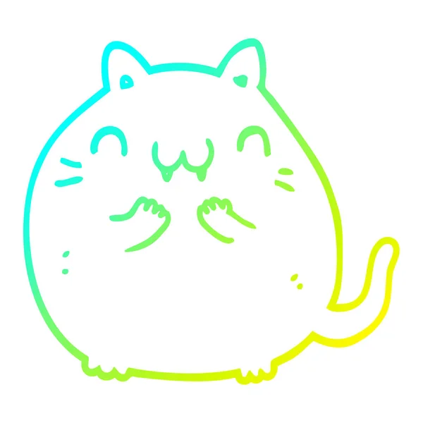 Cold gradient line drawing happy cartoon cat — Stock Vector