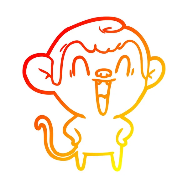 Chaud gradient ligne dessin dessin animé rire singe — Image vectorielle