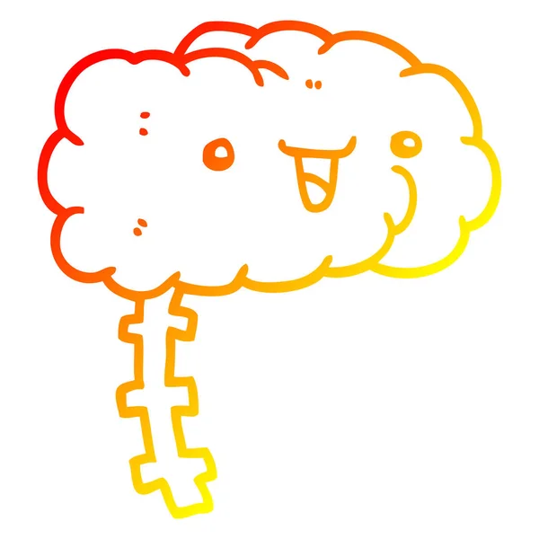 Teplá přechodová linie kreslení šťastný kreslený mozek — Stockový vektor