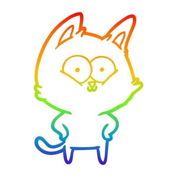 Веселка градієнтна лінія малюнок мультяшний кіт — стоковий вектор
