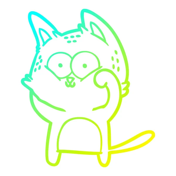 Froid dégradé ligne dessin dessin dessin animé chat être mignon — Image vectorielle