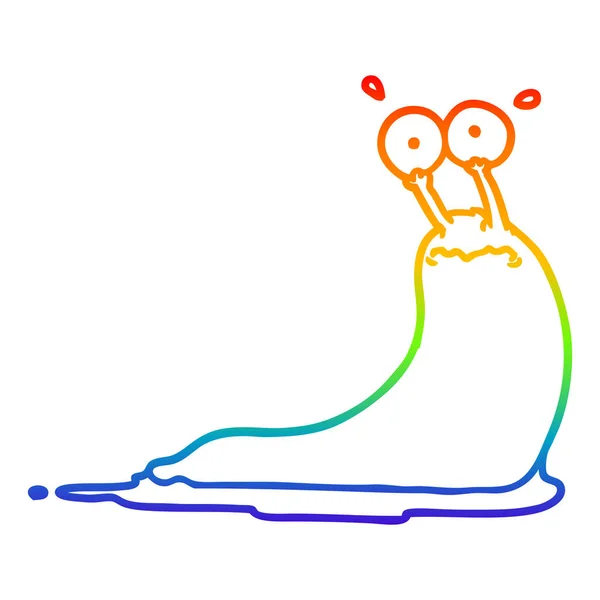 Regenbogen-Gradienten-Linie Zeichnung Cartoon-Schnecke — Stockvektor