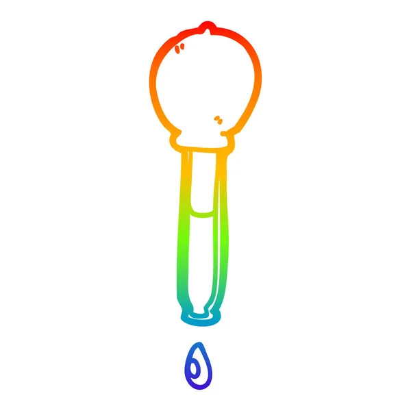 Regenboog gradiënt lijntekening cartoon pipet — Stockvector