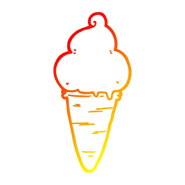 Warm gradient line drawing cartoon ice cream — Stock Vector