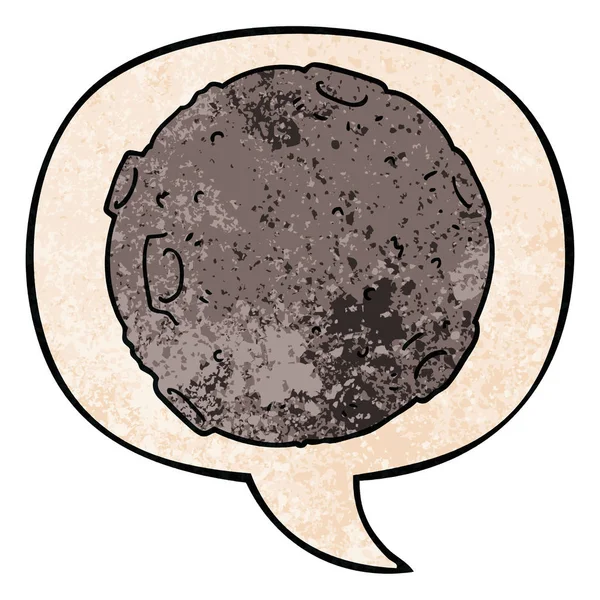retro doku tarzında karikatür ay ve konuşma balonu