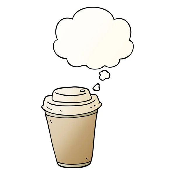 Καρτούν φλιτζάνι καφέ και φούσκα σκέψης σε ομαλή διαβάθμιση — Διανυσματικό Αρχείο