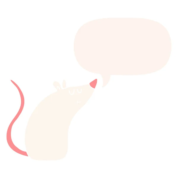 Cartoon biały mysz i bańka mowy w stylu retro — Wektor stockowy