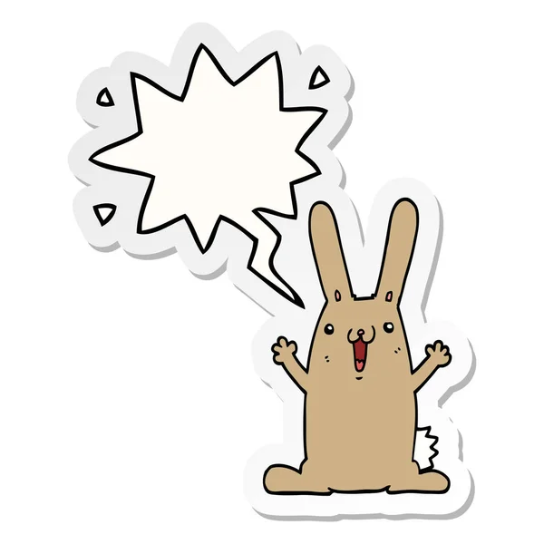 Karikatür tavşan ve konuşma kabarcık etiket — Stok Vektör