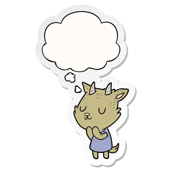 Cartoon goat and thought bubble as a printed sticker — Stock Vector