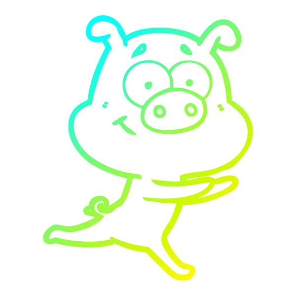 Κρύα γραμμή ντεγκραντέ σχέδιο χαρούμενο γουρούνι καρτούν — Διανυσματικό Αρχείο