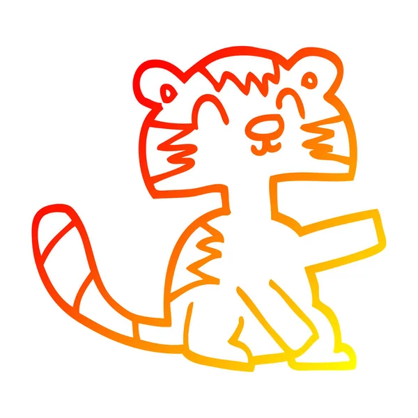 Sıcak degrade çizgi çizim karikatür mutlu kedi — Stok Vektör