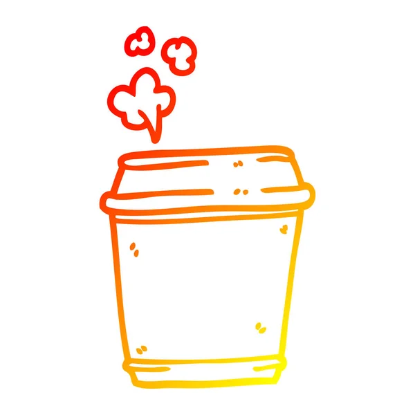 Línea de gradiente caliente dibujo dibujos animados taza de café — Vector de stock