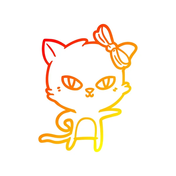 Línea de gradiente caliente dibujo lindo gato de dibujos animados — Archivo Imágenes Vectoriales