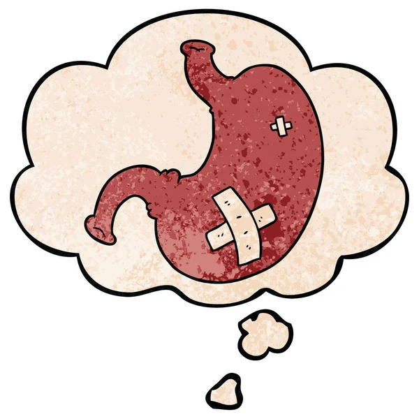 karikatür mide ve grunge doku desen sty düşünce balonu