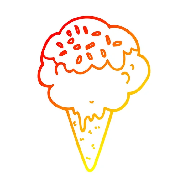 따뜻한 그라데이션 라인 그리기 만화 아이스크림 — 스톡 벡터