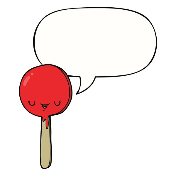 Caramelo de dibujos animados piruleta y burbuja del habla — Vector de stock