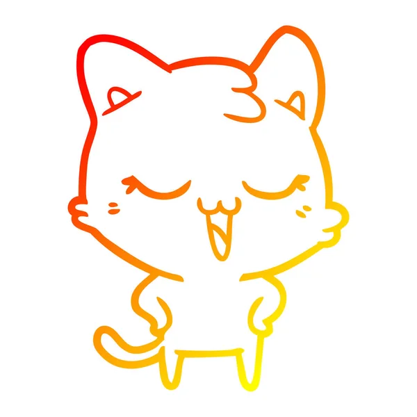 Linha gradiente quente desenho feliz desenho animado gato —  Vetores de Stock