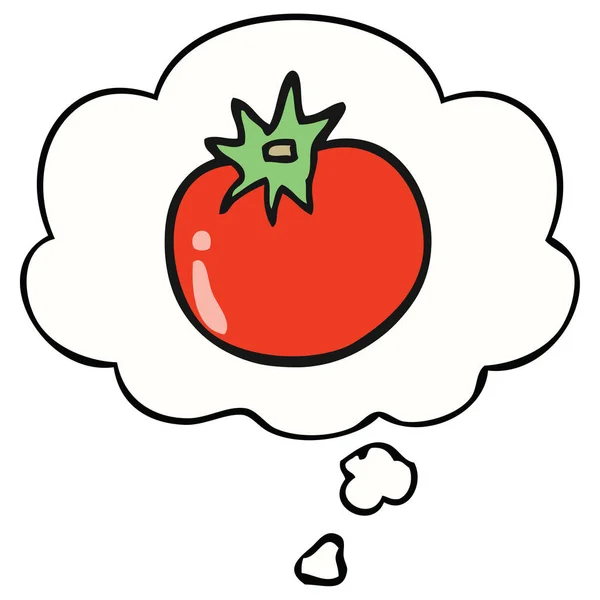 Cartoon-Tomate und Gedankenblase — Stockvektor