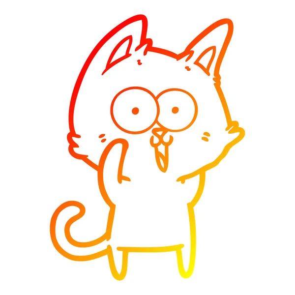 Línea de gradiente caliente dibujo divertido gato de dibujos animados — Archivo Imágenes Vectoriales