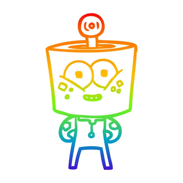 Rainbow gradient ligne dessin robot dessin animé heureux — Image vectorielle