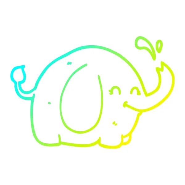 Línea de gradiente frío dibujo de dibujos animados elefante — Vector de stock