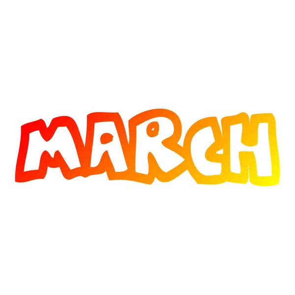 गर्म ग्रेडिएंट लाइन मार्च के कार्टून महीने ड्राइंग — स्टॉक वेक्टर