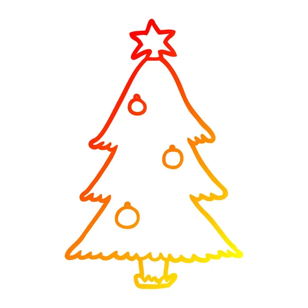 Linha gradiente quente desenho árvore de natal — Vetor de Stock