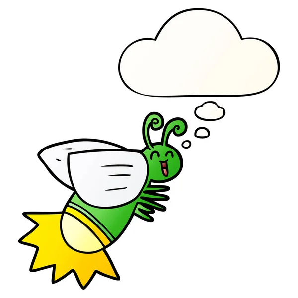 Cartoon Glow bug en dacht bubble in gladde gradiënt stijl — Stockvector