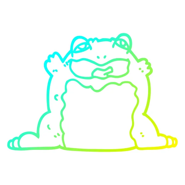 Холодная градиентная линия рисования мультяшной жабы — стоковый вектор