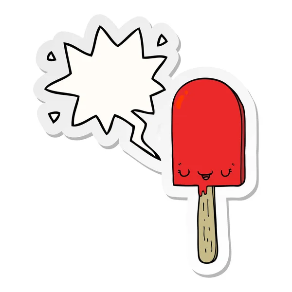 Bande dessinée glace lolly et bulle de parole autocollant — Image vectorielle