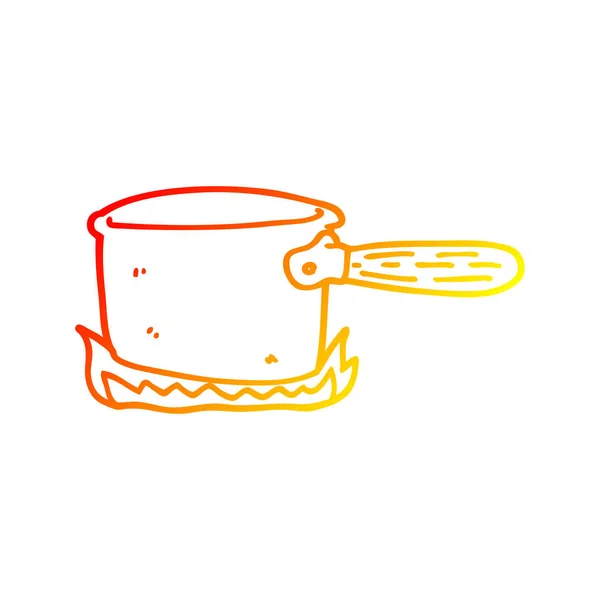 Тепла градієнтна лінія малювання мультяшна кухонна сковорода — стоковий вектор