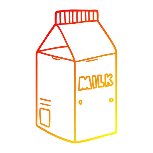 Linea gradiente caldo disegno cartone del latte del fumetto — Vettoriale Stock