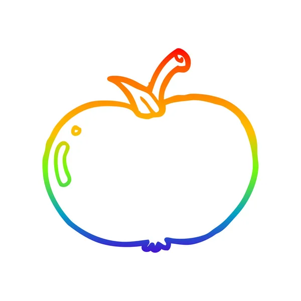Regenbogen Gradienten Linie Zeichnung Cartoon Apfel — Stockvektor