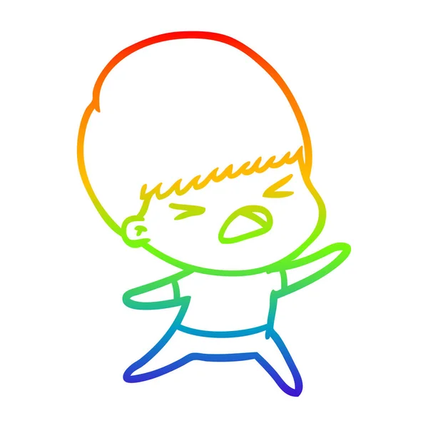 Rainbow gradient ligne dessin dessin animé souligné homme — Image vectorielle