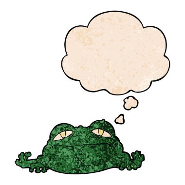 karikatür çirkin kurbağa ve grunge doku desen s düşünce balonu