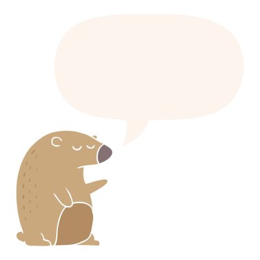 retro tarzında karikatür ayı ve konuşma balonu