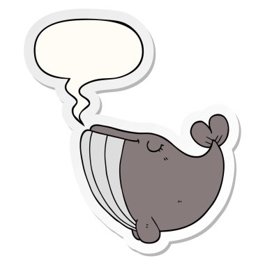 karikatür balina ve konuşma kabarcık etiket